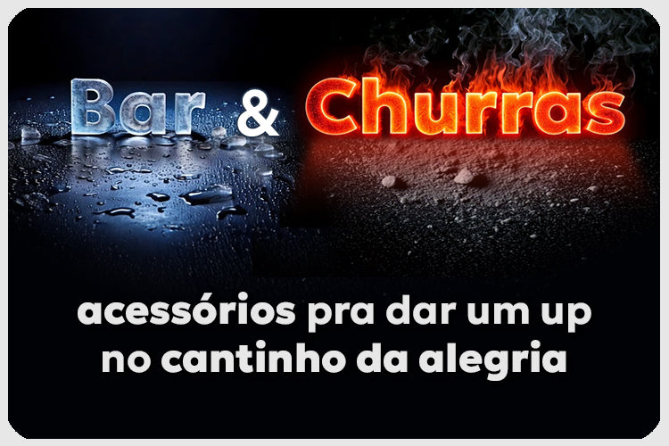 Banner promocional da categoria Bar e Churrasqueira — acessórios, tábuas e itens para churrasco com frete grátis