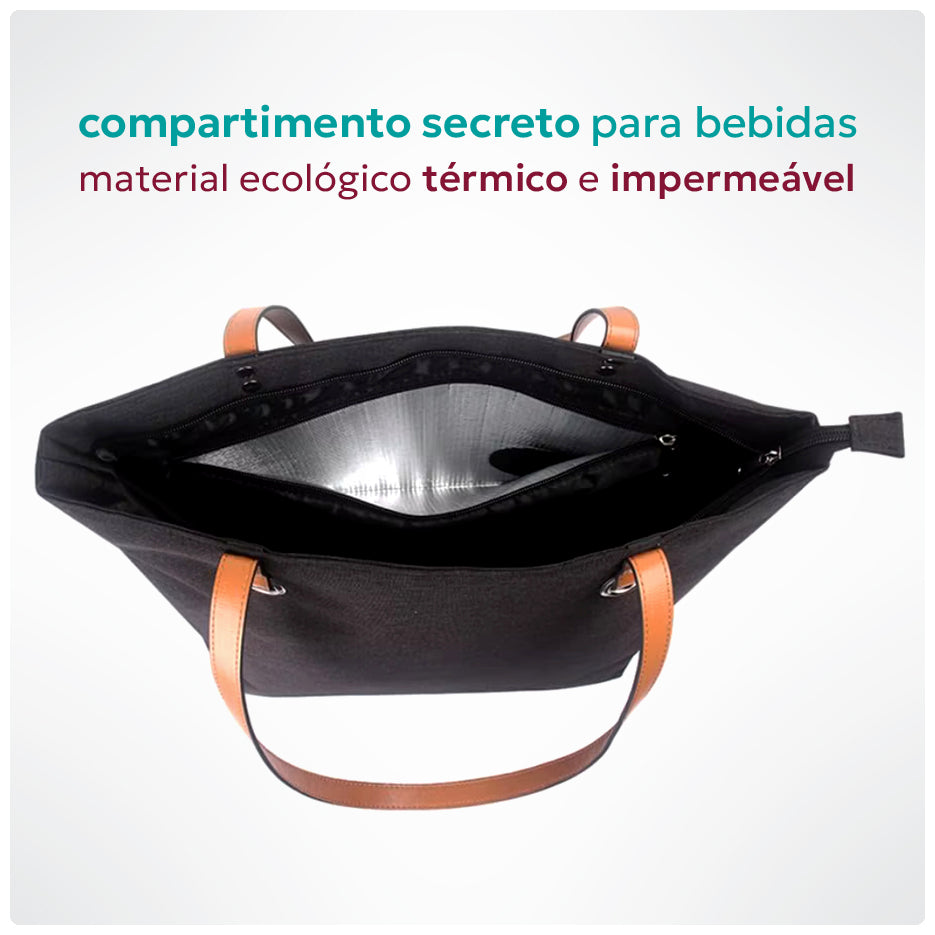 Bolsa com compartimento secreto para líquidos