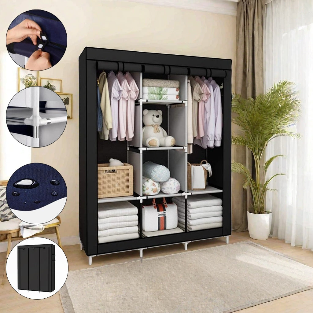 Guarda-Roupa e Armário Inteligente Dobrável Preto