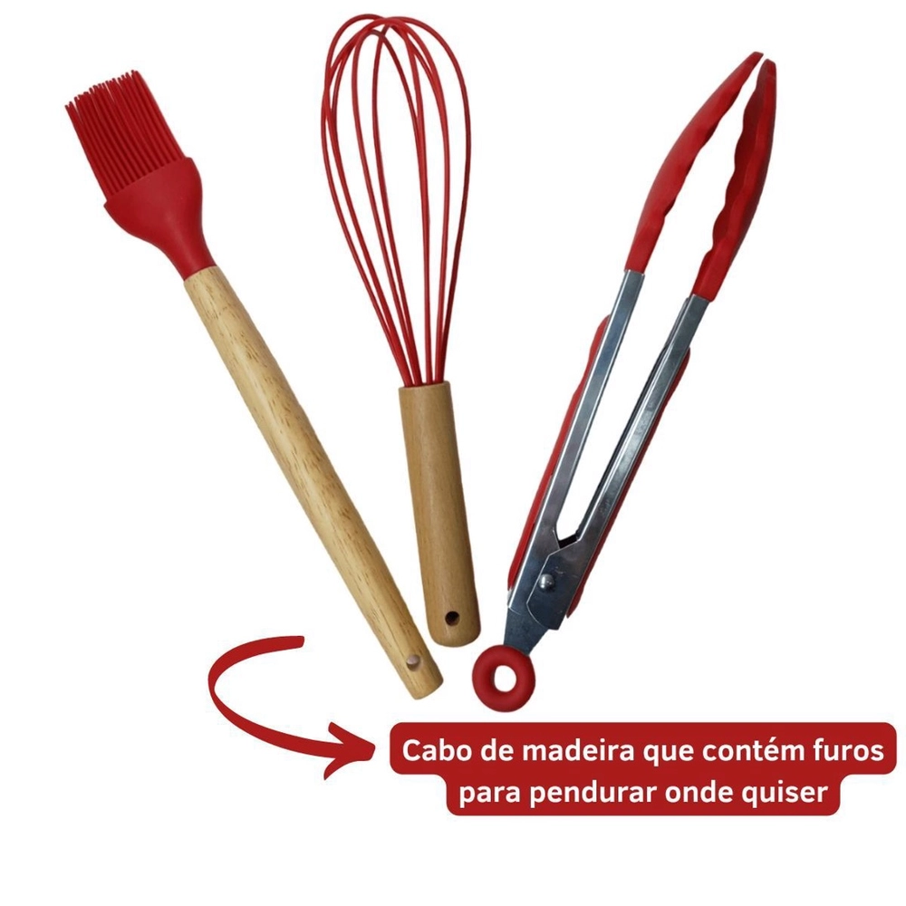 Kit Utensílios de Cozinha 12Pçs | Vermelho