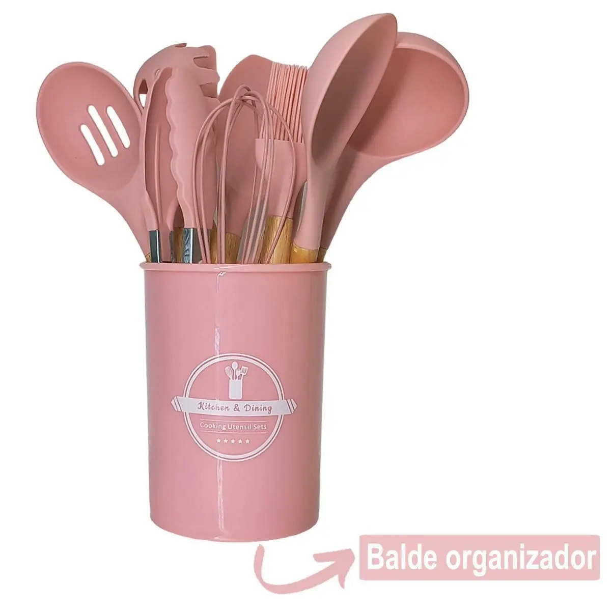 Kit Utensílios de Cozinha 12Pçs | Rosa