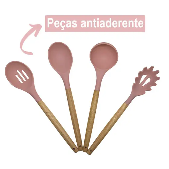 Kit Utensílios de Cozinha 12Pçs | Rosa
