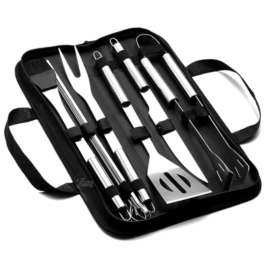 Kit Churrasco 9 Peças Inox Profissional com Bolsa