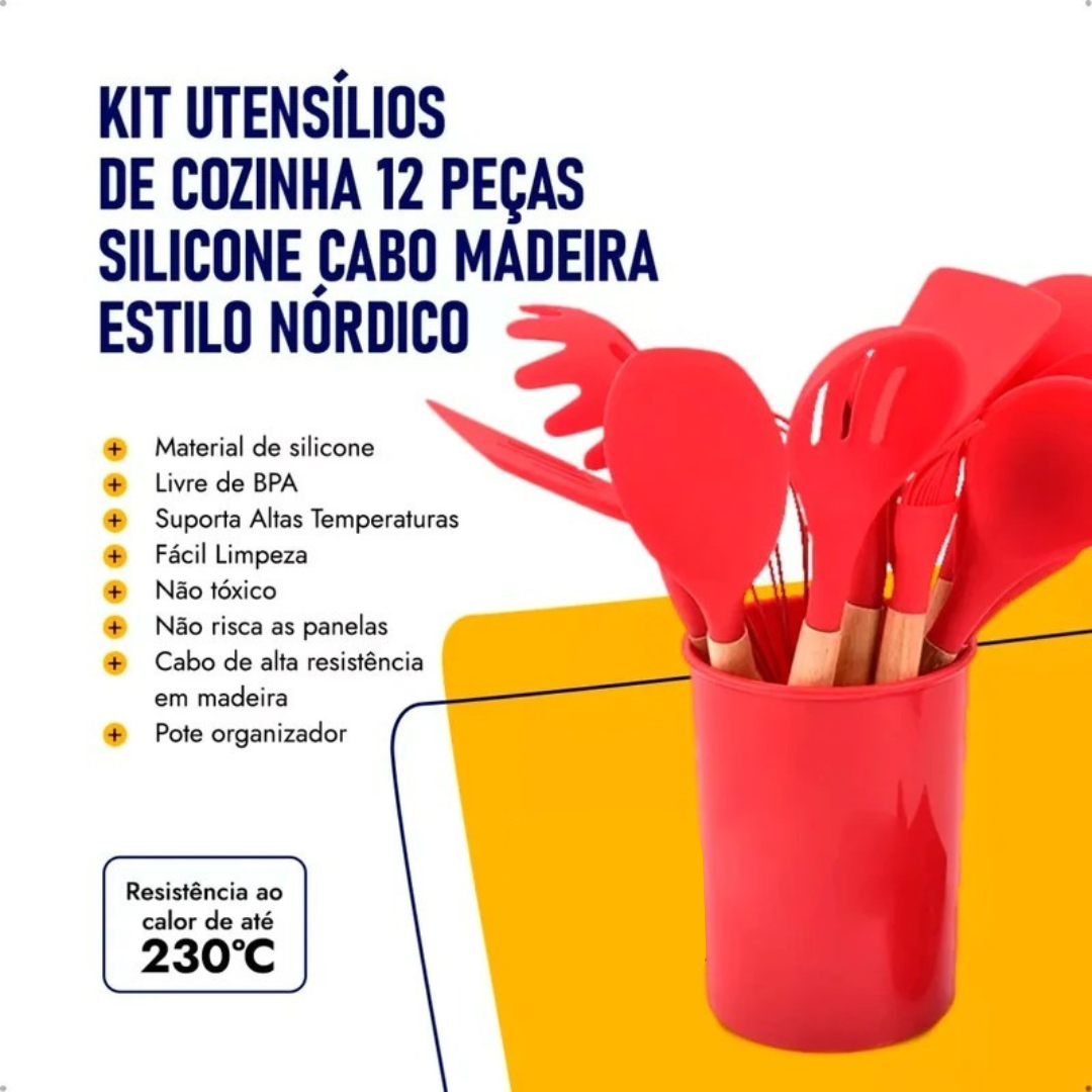 Kit Utensílios de Cozinha 12Pçs | Vermelho