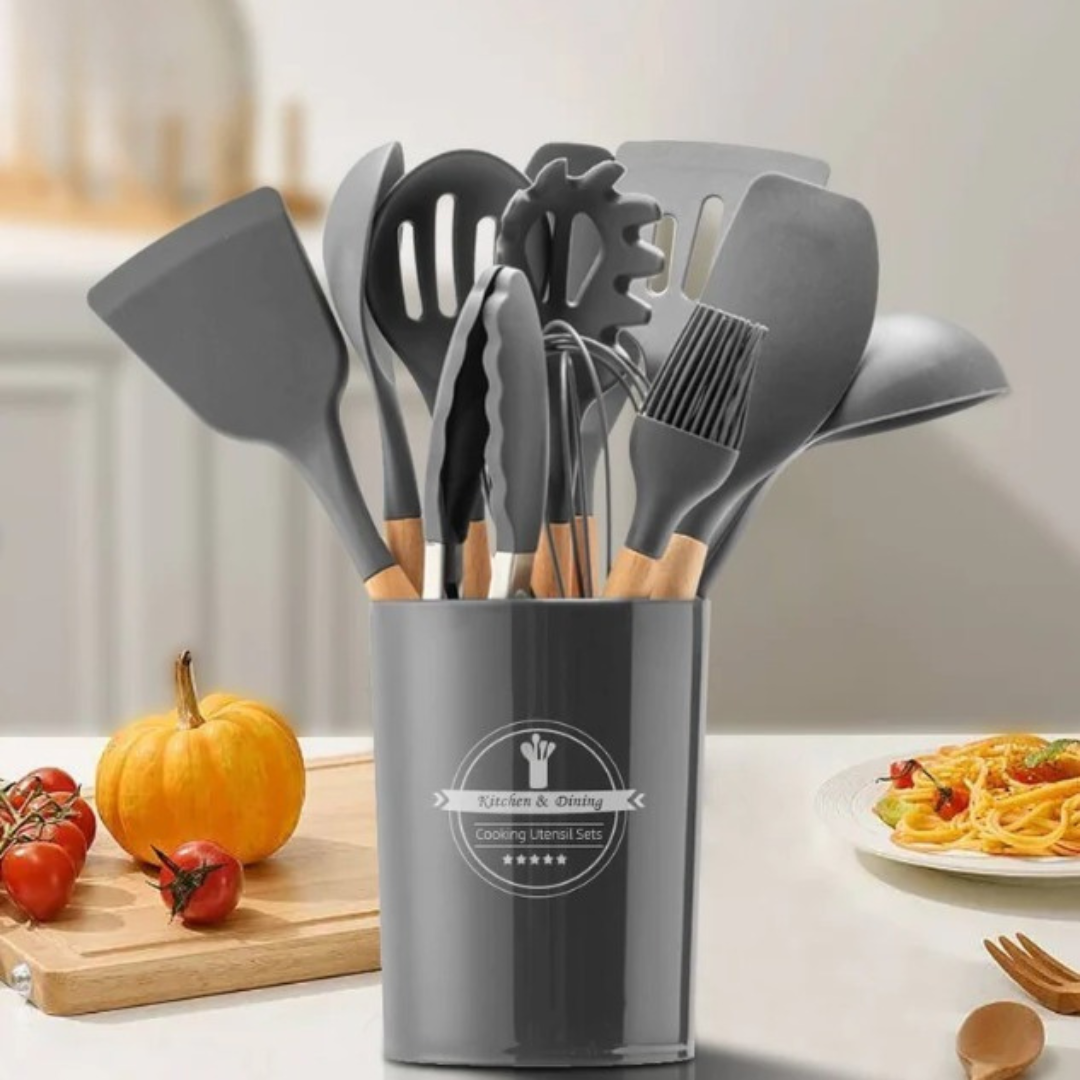 Kit Utensílios de Cozinha 12Pçs | Cinza