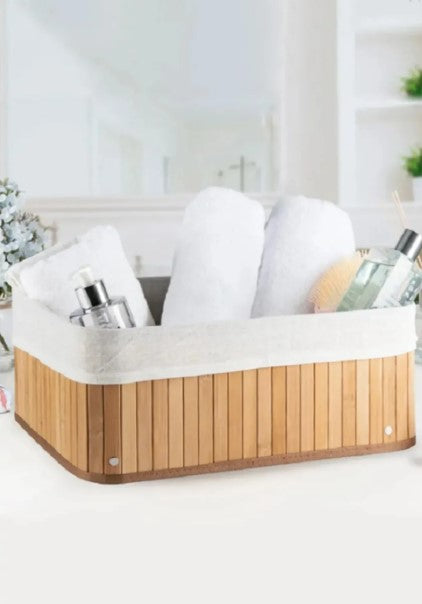 Kit 3 Cestos de Bambu com Forro