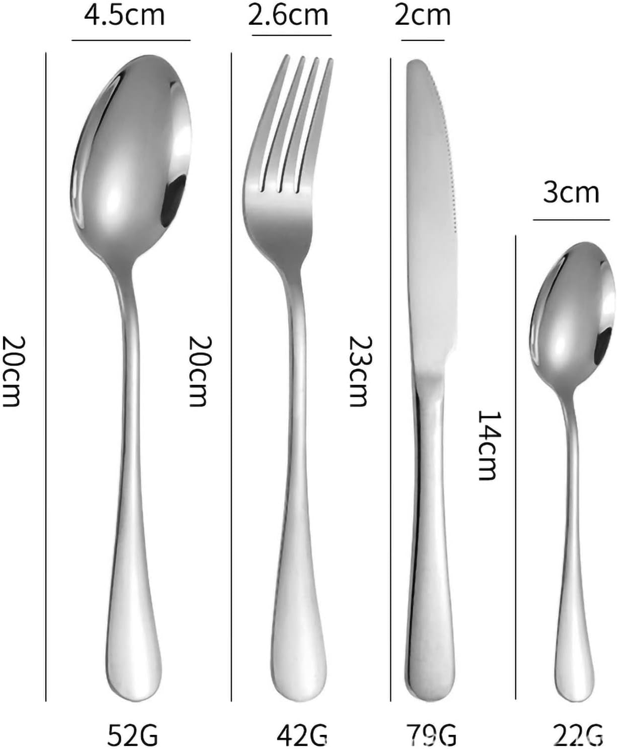 Kit Talheres em Aço Inoxidável 24 peças