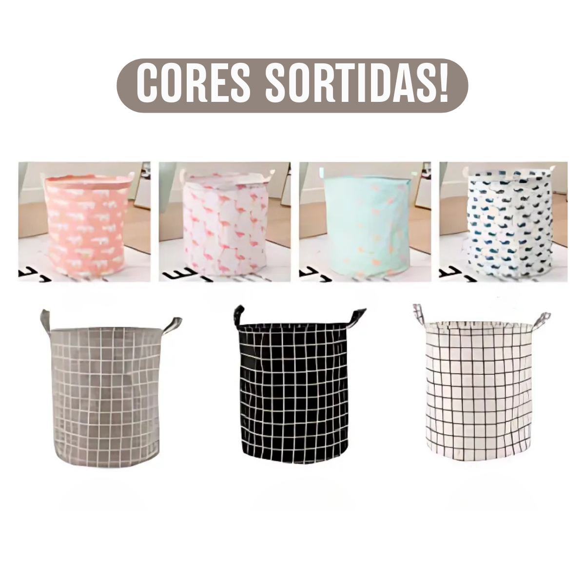Cesto Organizador Roupa Suja Multiuso 40L | Cores Sortidas
