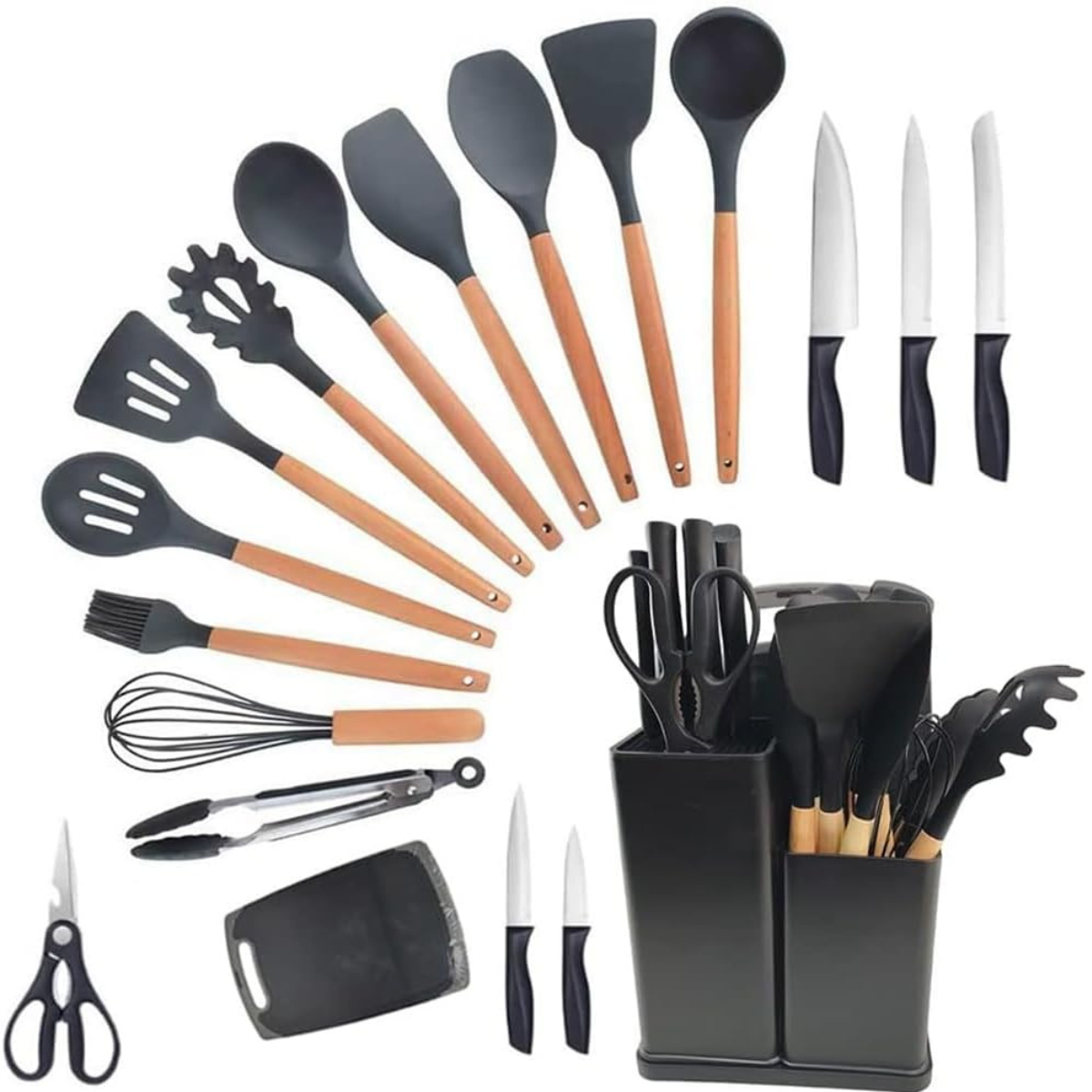 Conjunto de Utensílios de Cozinha Completo 19 Peças | Preto