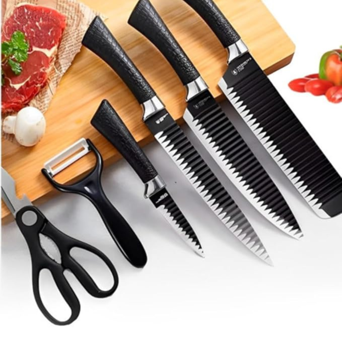 Kit Facas Chef Master 6 Peças + Tábua Descongelamento
