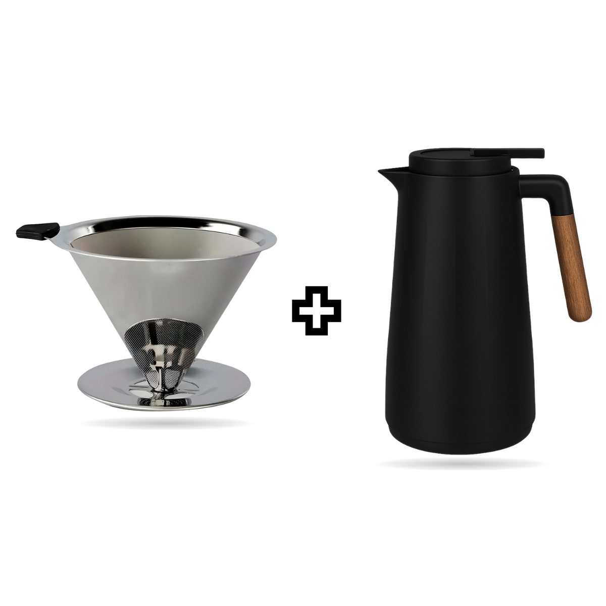 Kit Café: Jarro Garrafa Térmica 1L + Coador de Café Inox