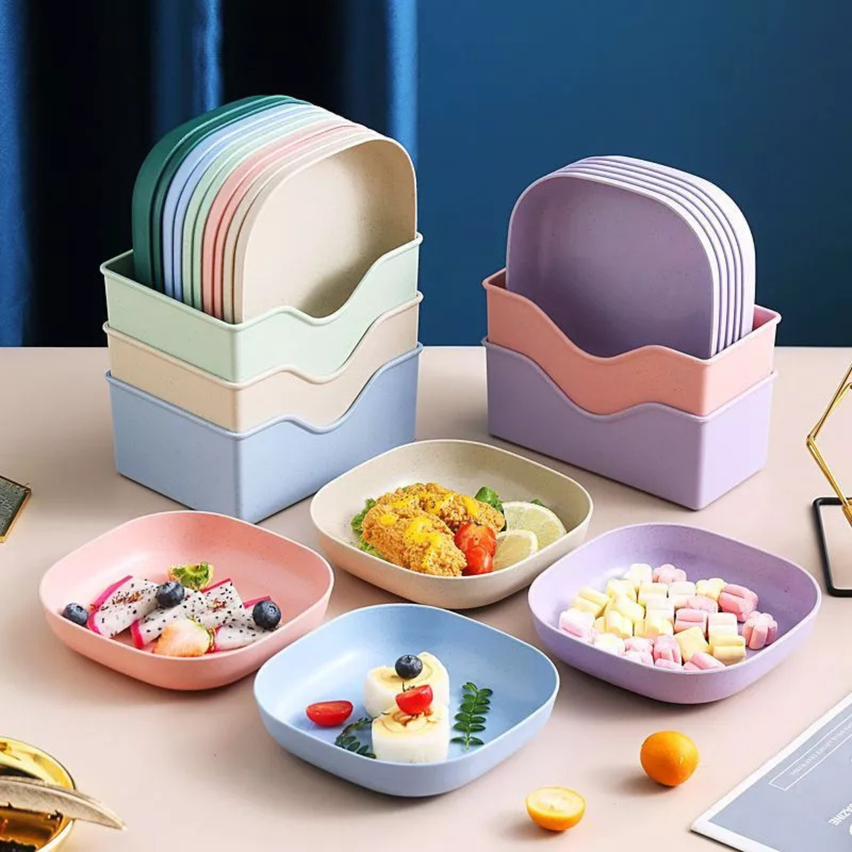 Conjunto 10 Pratos Plásticos Duros + Escorredor