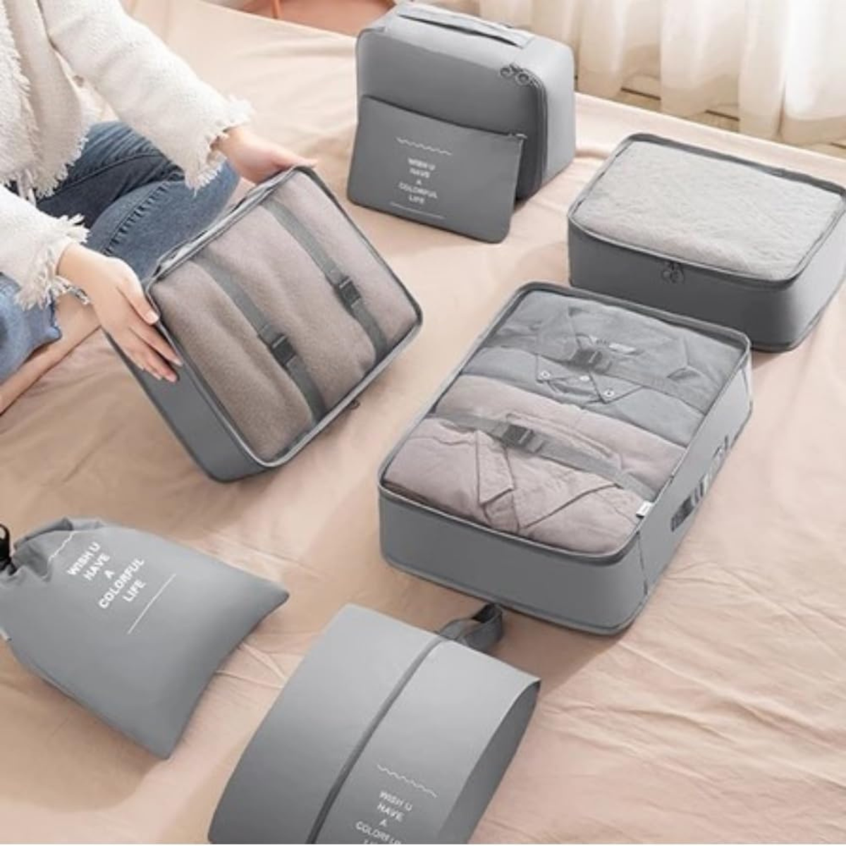 Kit Organizador de Mala para Viagens 7 Peças