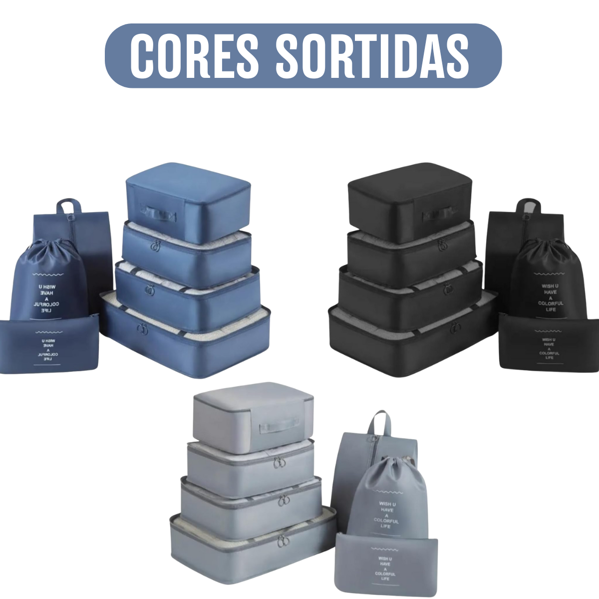 Kit Organizador de Mala para Viagens 7 Peças