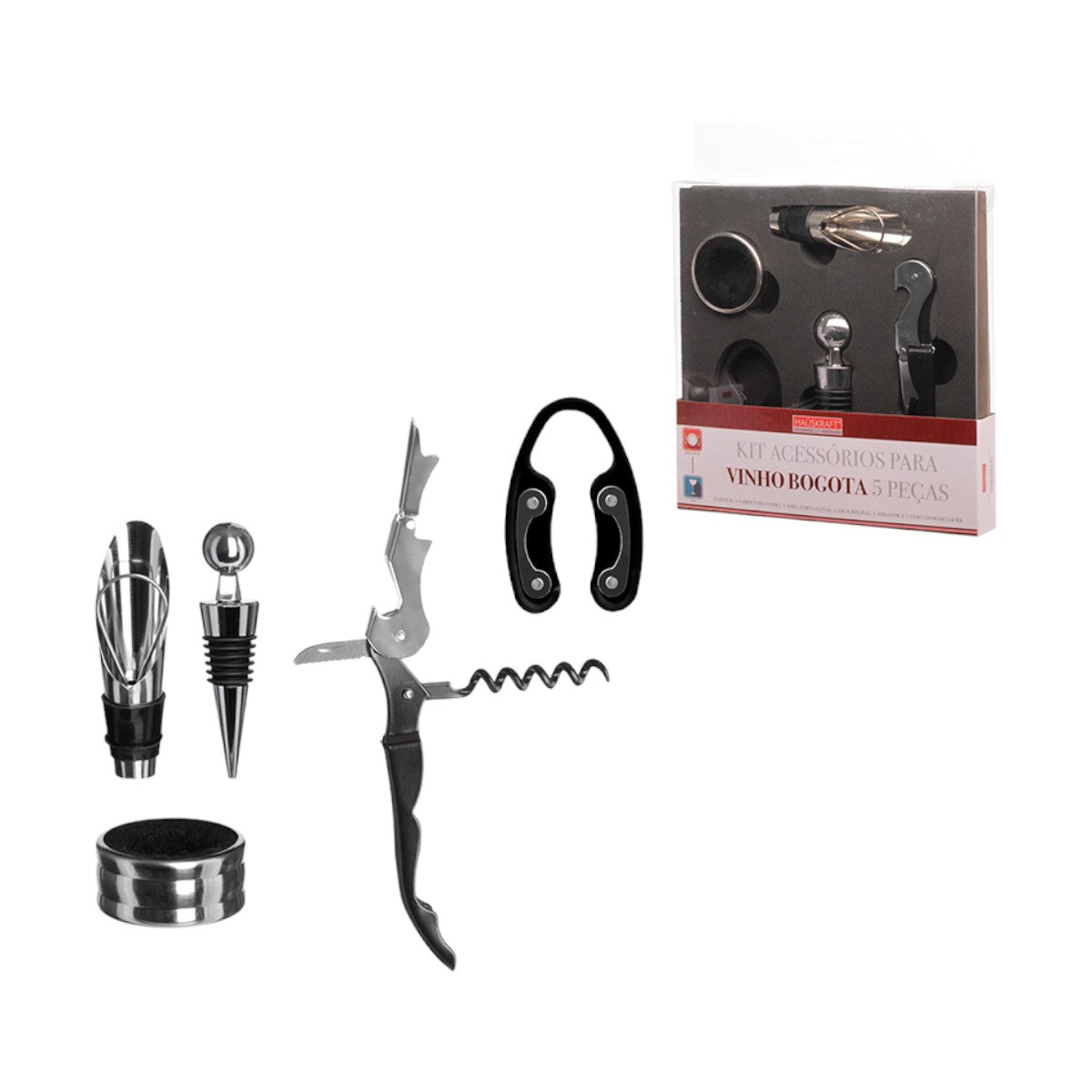 Kit Acessórios para Vinho Hauskraft Bogotá 5 Peças