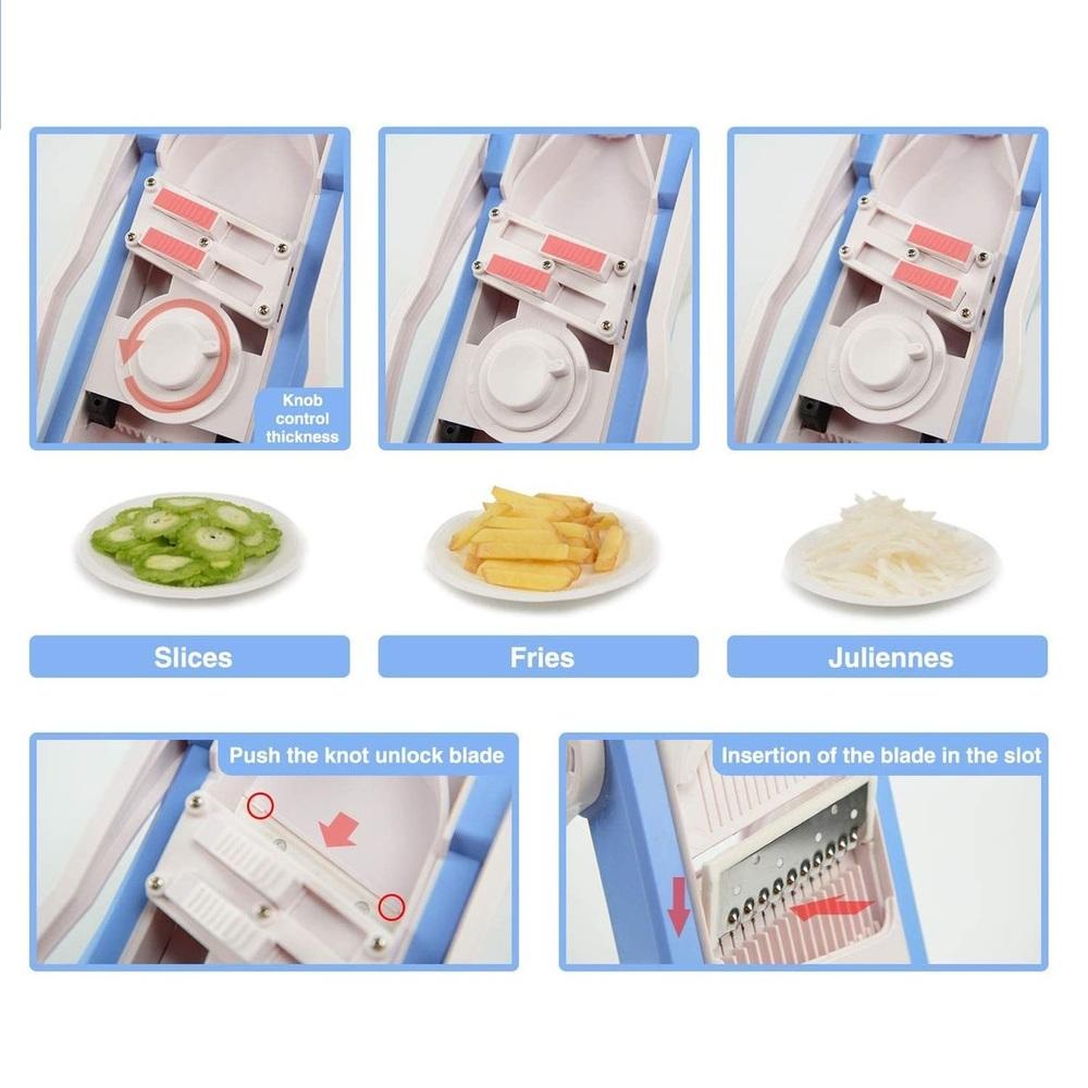 Mandolim Fatiador 8 em 1 | Cortador de Frutas e Legumes