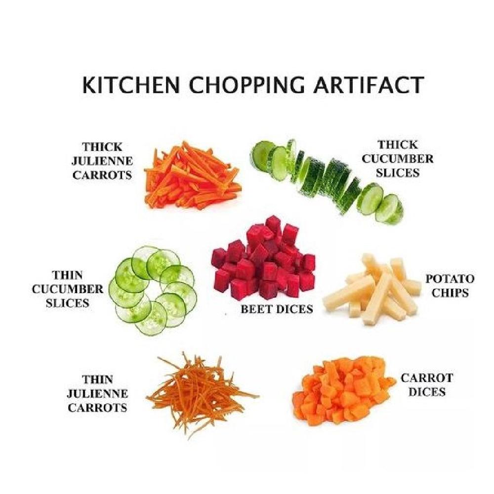 Mandolim Fatiador 8 em 1 | Cortador de Frutas e Legumes