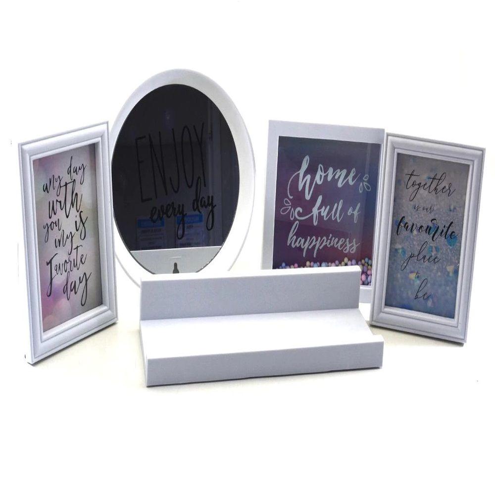 Kit Decoração | Prateleira, Espelho, Quadro e Porta Retrato