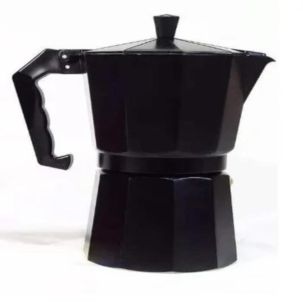 Cafeteira Italiana Moka Preta em Alumínio 12 Xícaras