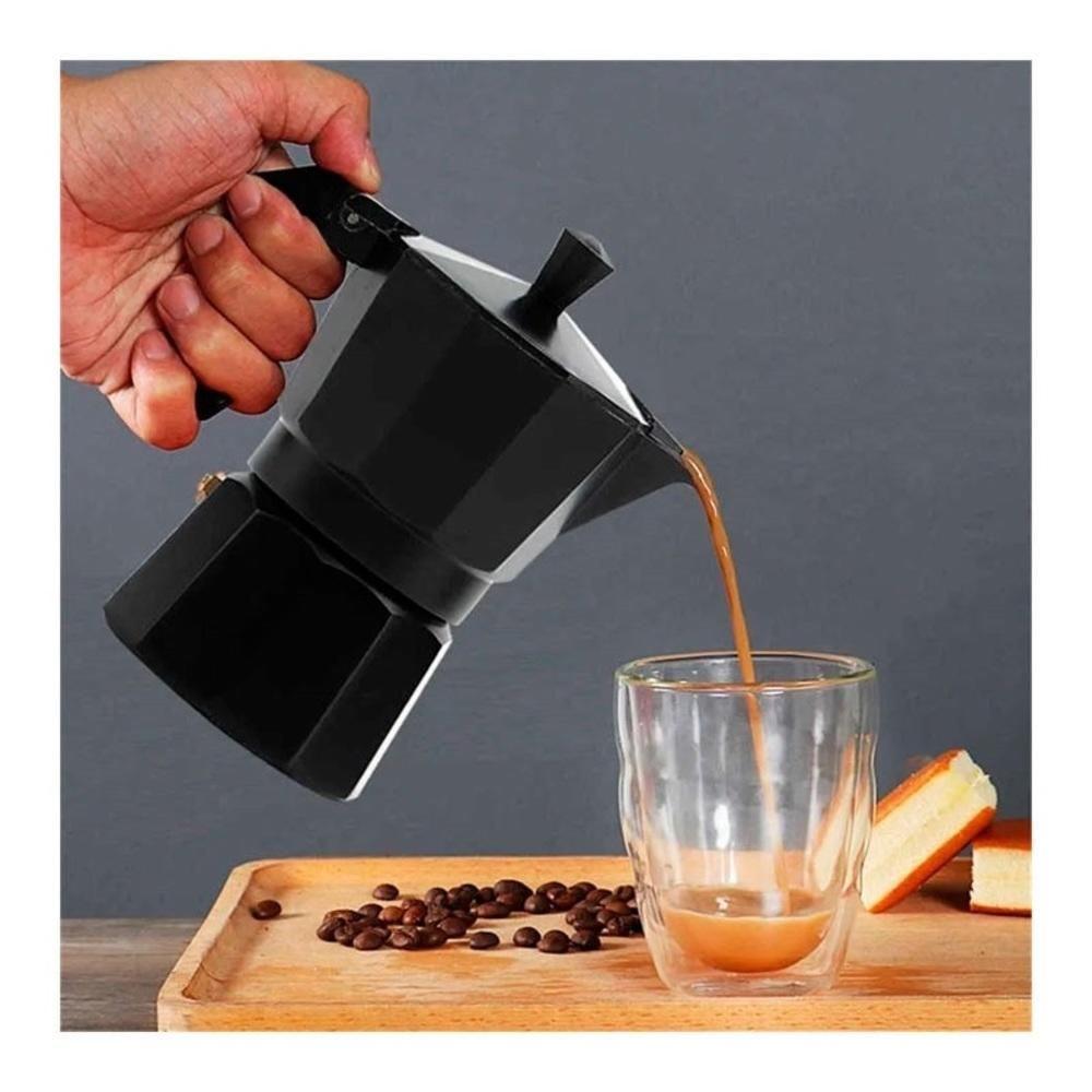 Cafeteira Italiana Moka Preta em Alumínio 12 Xícaras