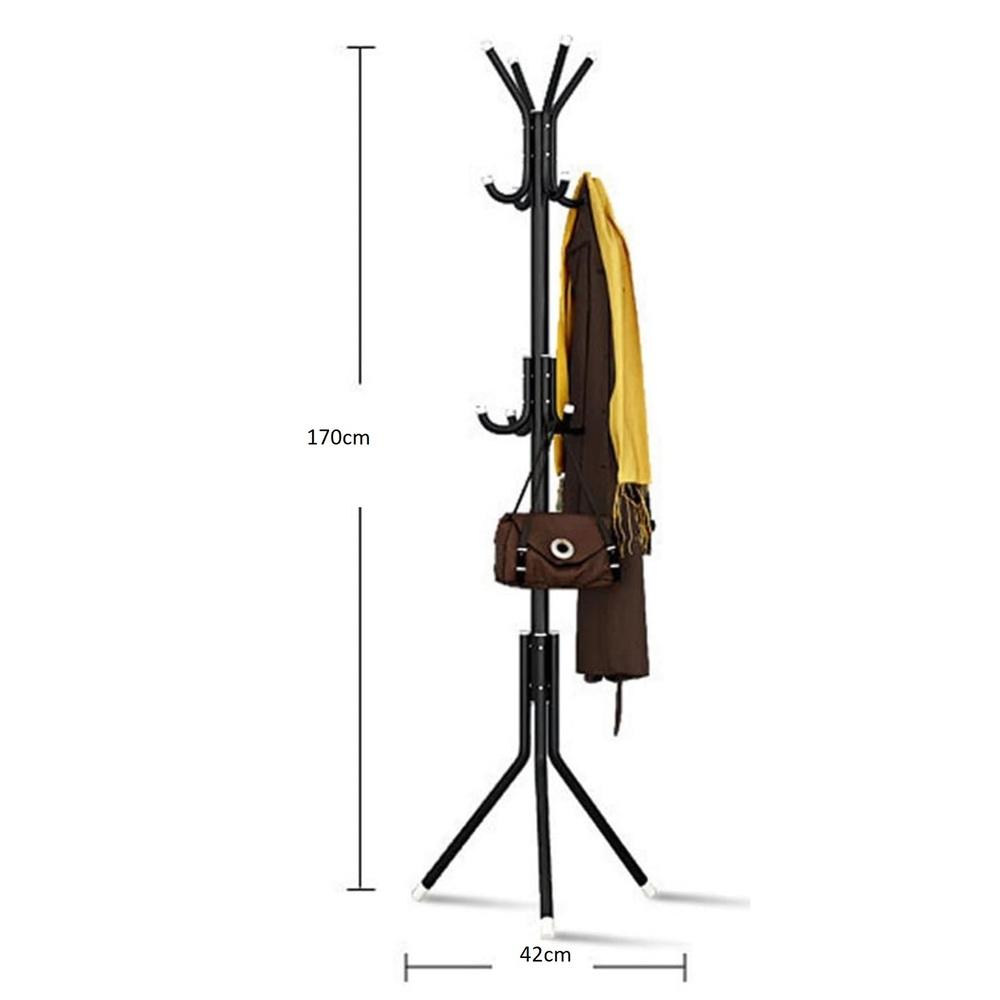 Cabideiro de Chão 12 Ganchos Preto Desmontável