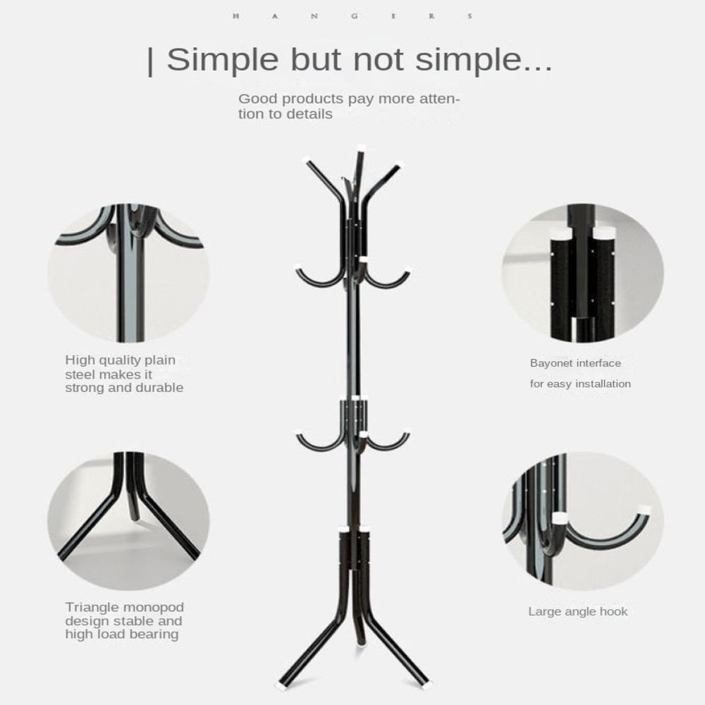 Cabideiro de Chão 12 Ganchos Preto Desmontável