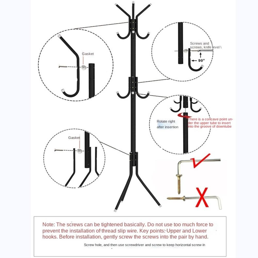 Cabideiro de Chão 12 Ganchos Preto Desmontável