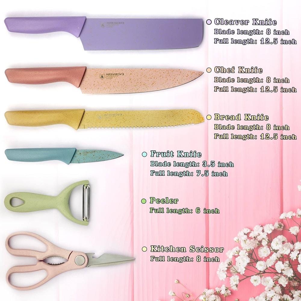 Kit Facas e Utensílios Gourmet Inox Coloridas 6 Peças