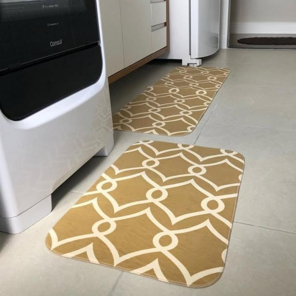 Kit Tapete e Passadeira Antiderrapante para Cozinha