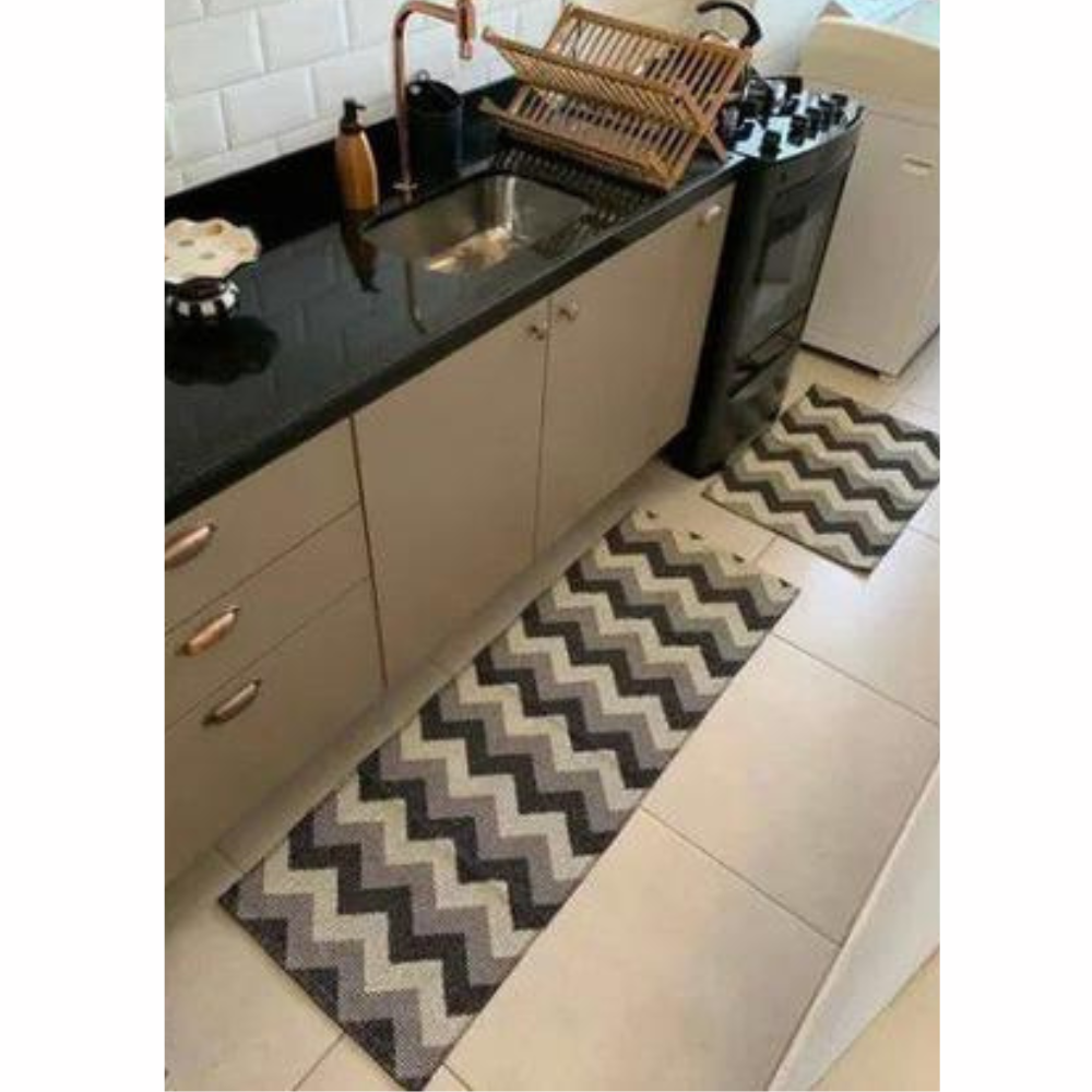 Kit Tapete e Passadeira Antiderrapante para Cozinha