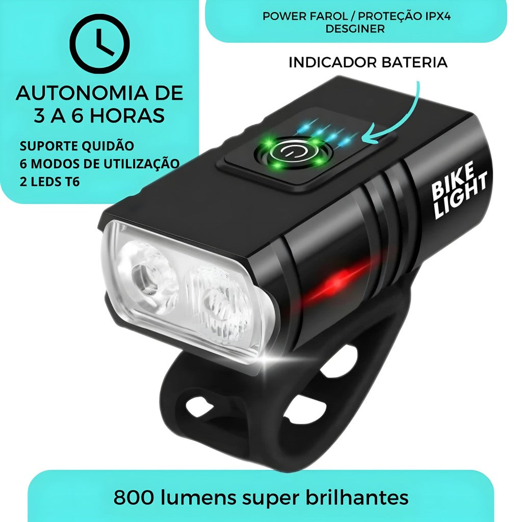 Farol para Bike LED | 800 Lumens