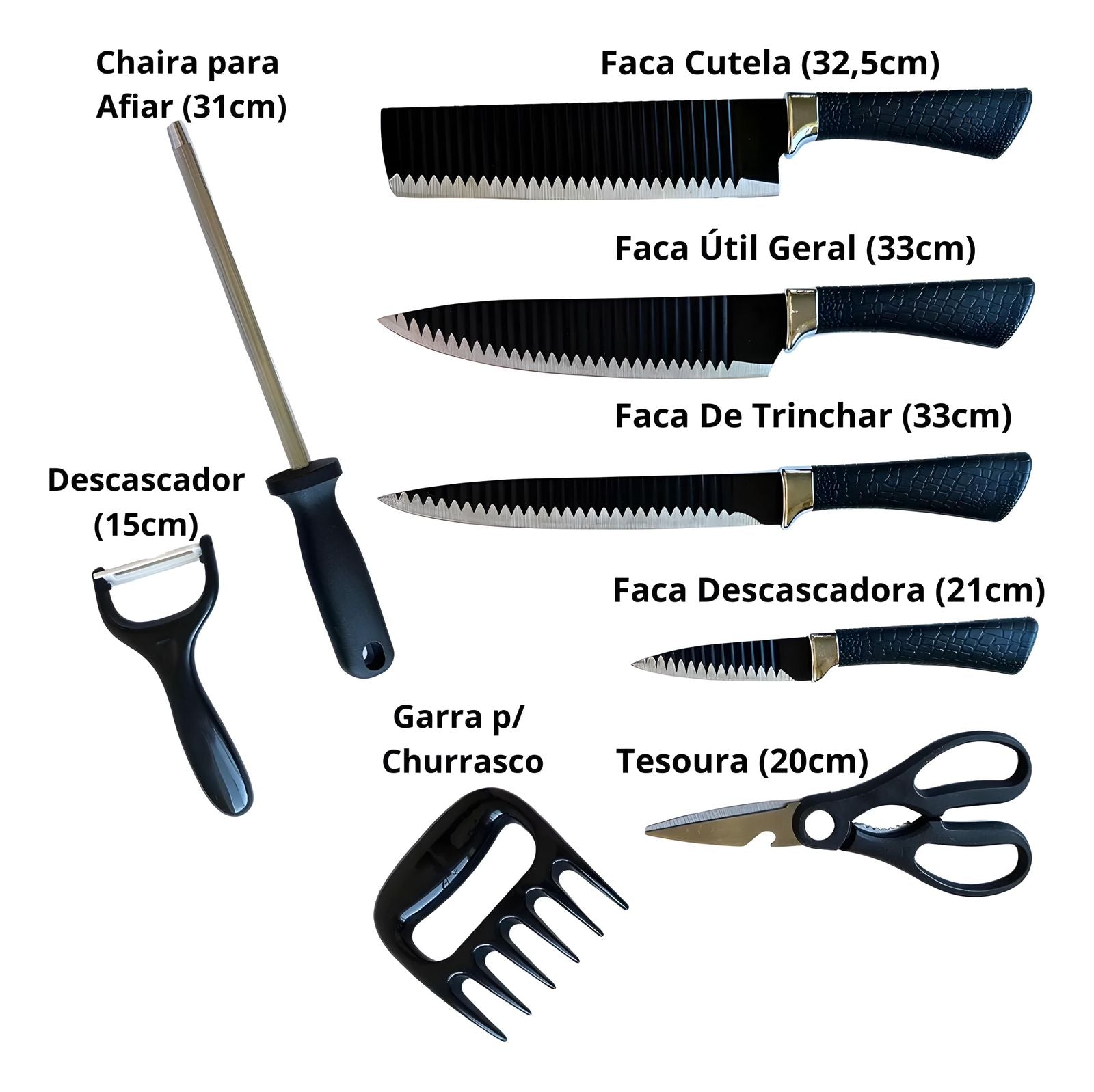 Kit Churrasco 8 Peças B-Max BM-F988