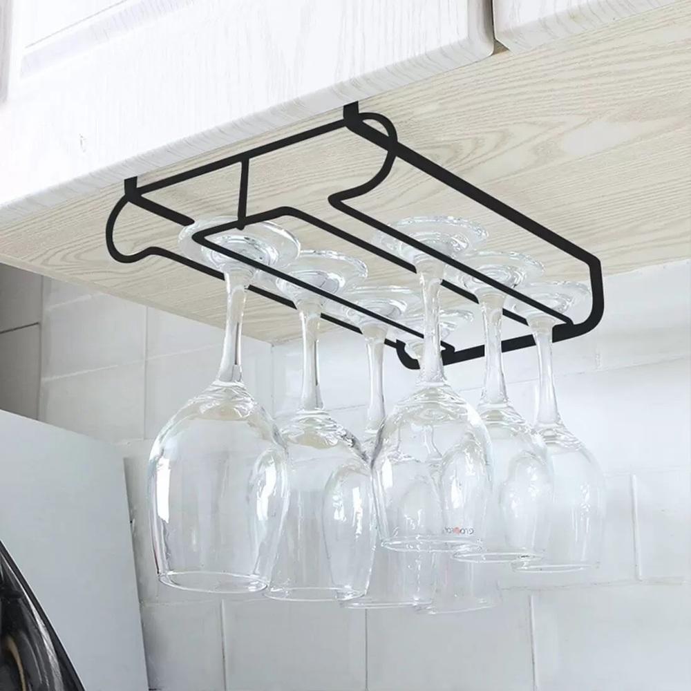 Suporte Duplo de Metal para Taças com Encaixe para Armário