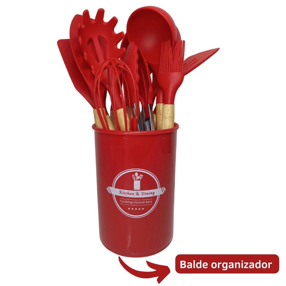 Kit Utensílios de Cozinha 12Pçs | Vermelho