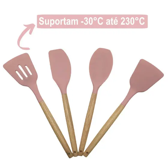 Kit Utensílios de Cozinha 12Pçs | Rosa