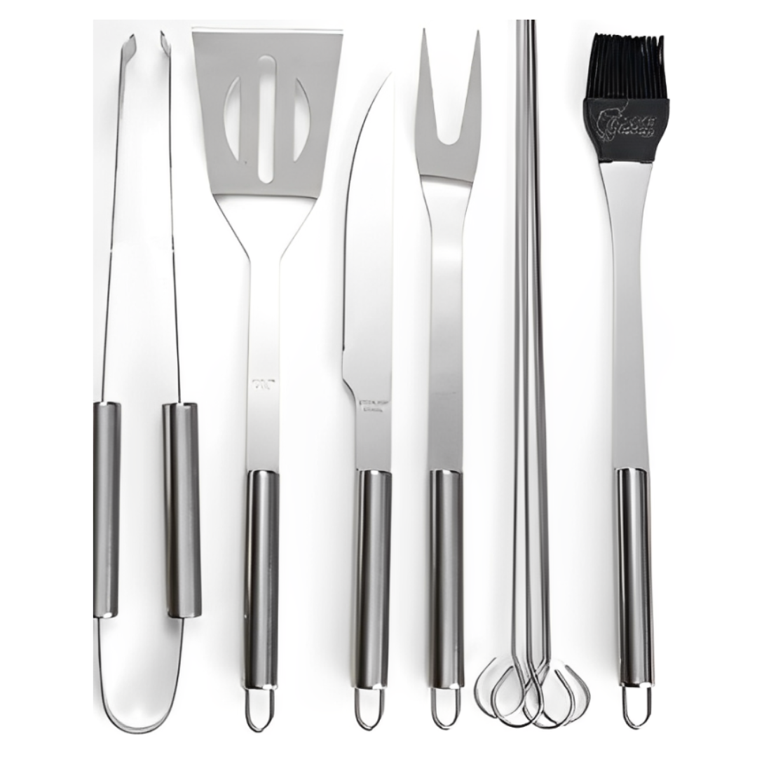Kit Churrasco 9 Peças Inox Profissional com Bolsa