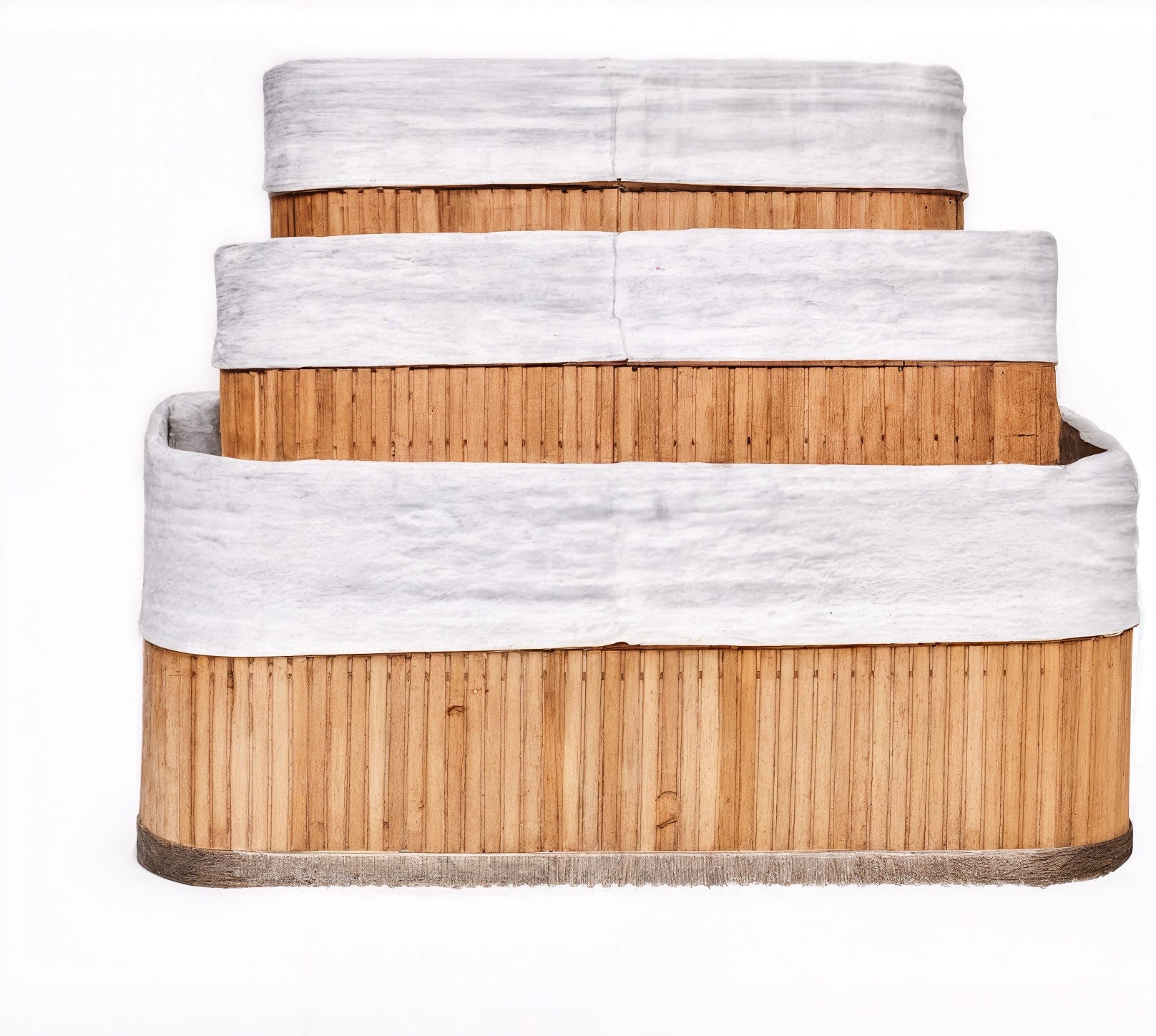 Kit 3 Cestos de Bambu com Forro