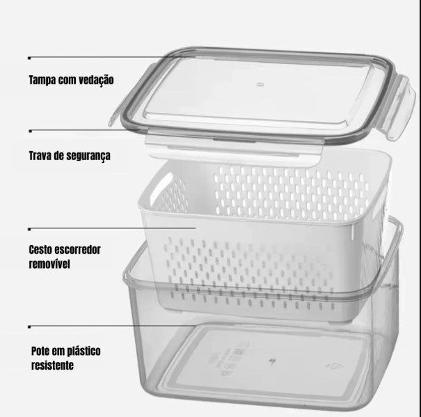 Conjunto 3 Potes Herméticos para Alimentos