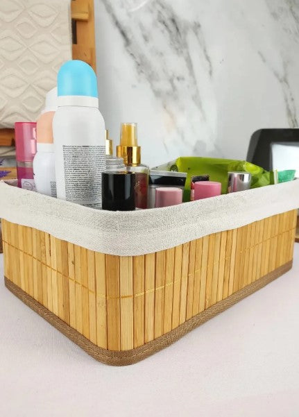 Kit 3 Cestos de Bambu com Forro