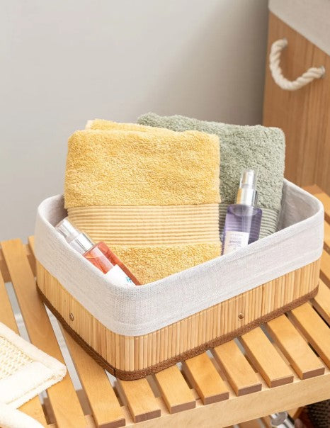 Kit 3 Cestos de Bambu com Forro