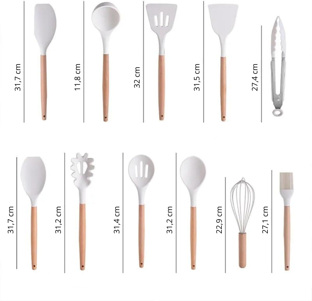 Conjunto de Utensílios de Cozinha Completo 19 Peças | Bege