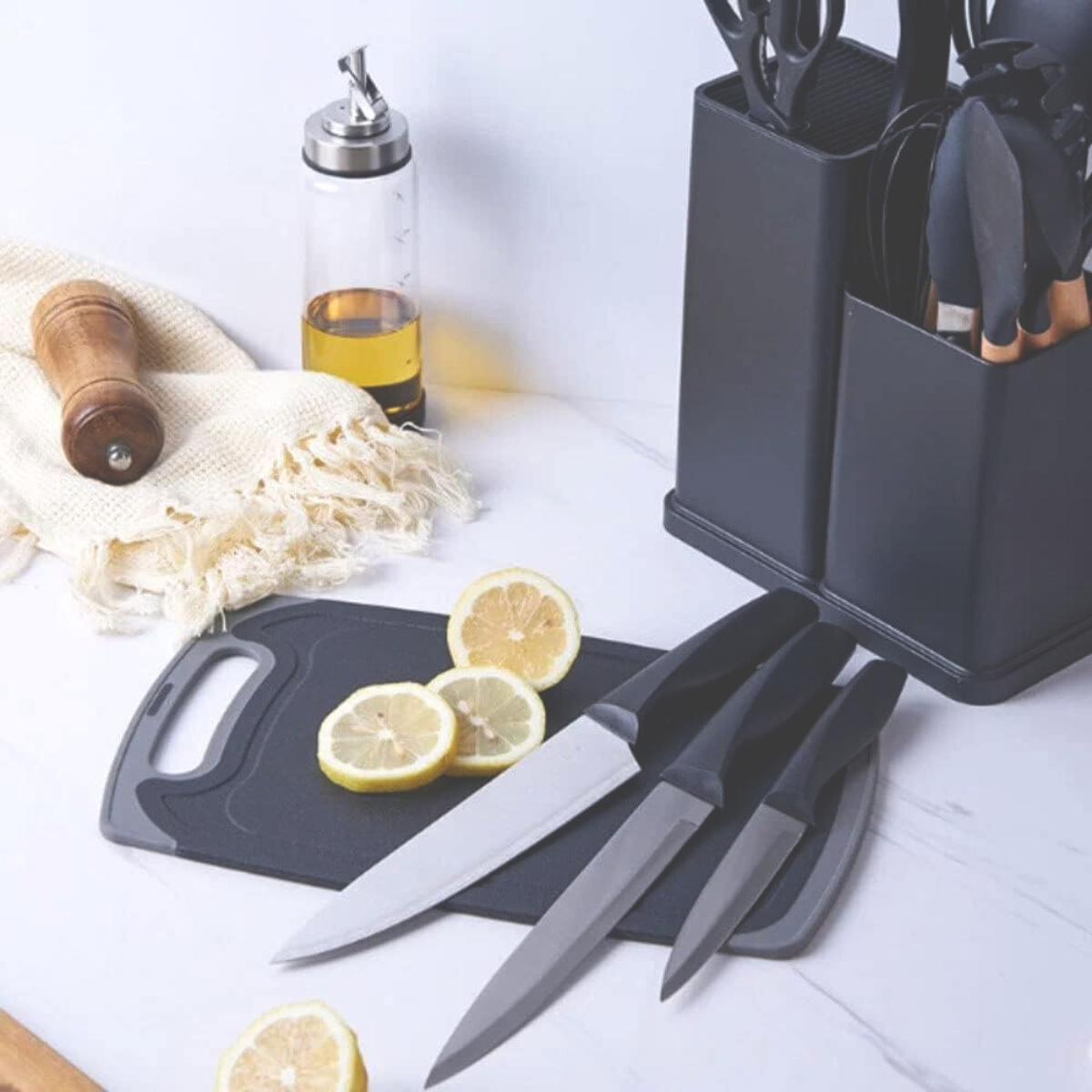 Conjunto de Utensílios de Cozinha Completo 19 Peças | Preto