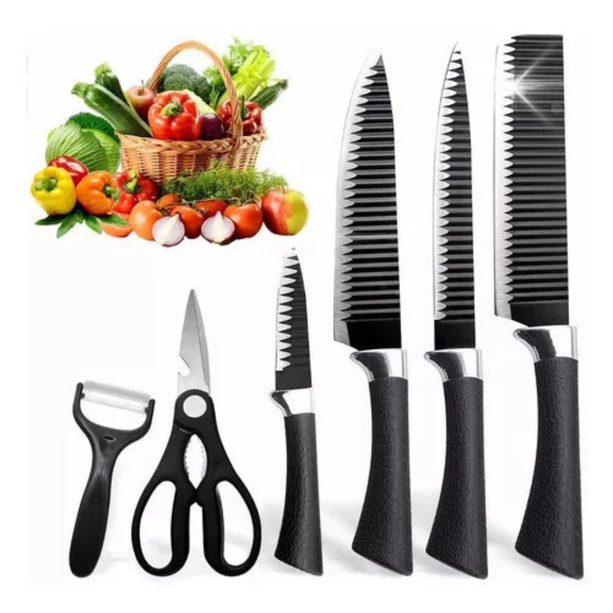 Kit Facas Chef Master 6 Peças + Tábua Descongelamento