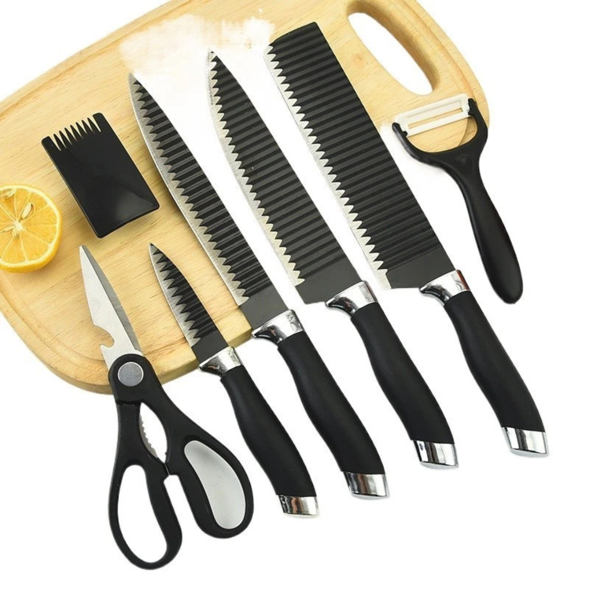 Kit Facas Chef Master 6 Peças + Tábua Descongelamento