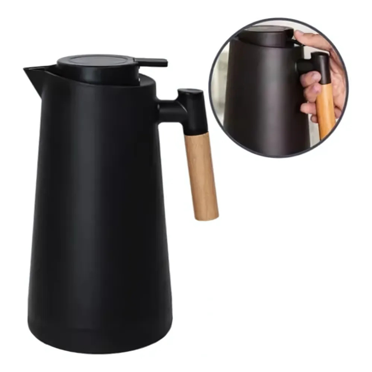 Kit Café: Jarro Garrafa Térmica 1L + Coador de Café Inox