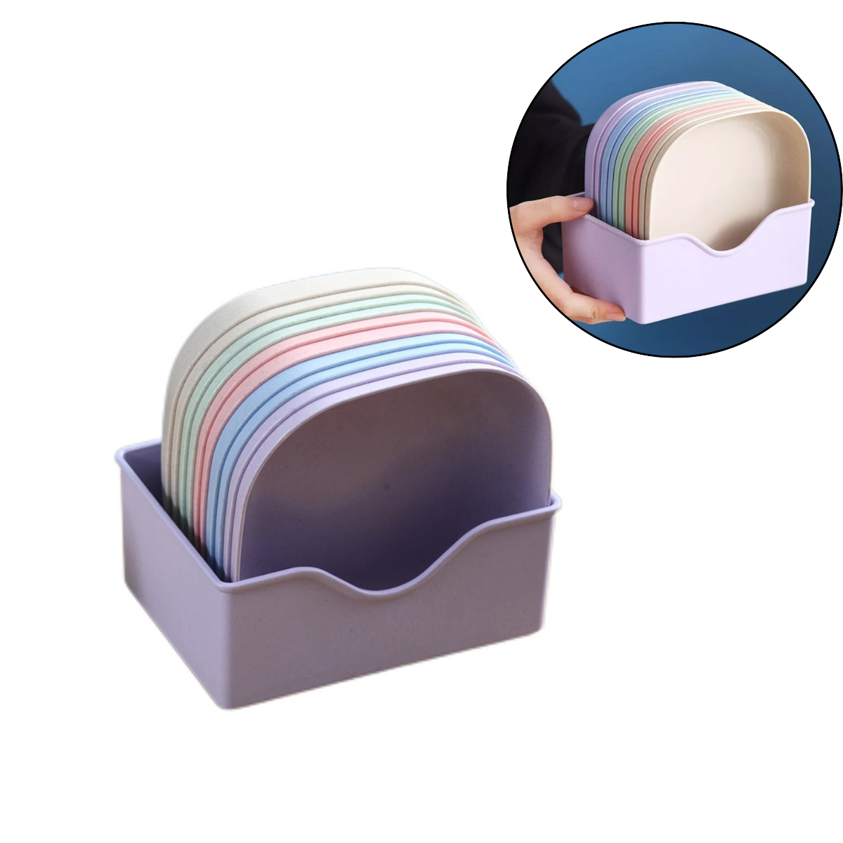 Conjunto 10 Pratos Plásticos Duros + Escorredor