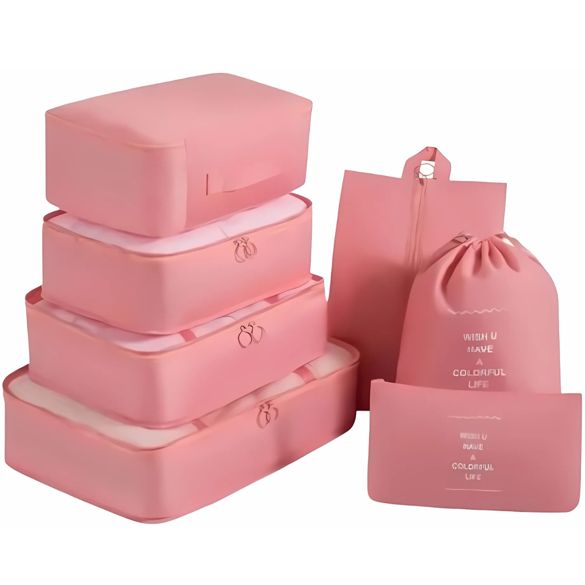 Kit Organizador de Mala para Viagem 7 Peças | Branco ou Rosa