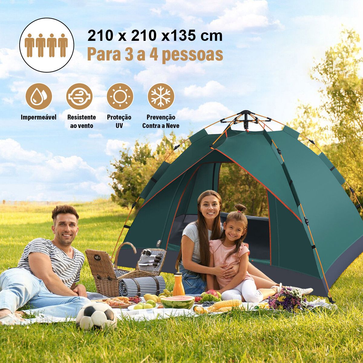 Barraca Camping Pop-up para até 4 pessoas