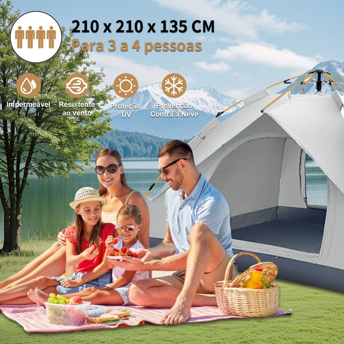 Barraca Camping Pop-up para até 4 pessoas