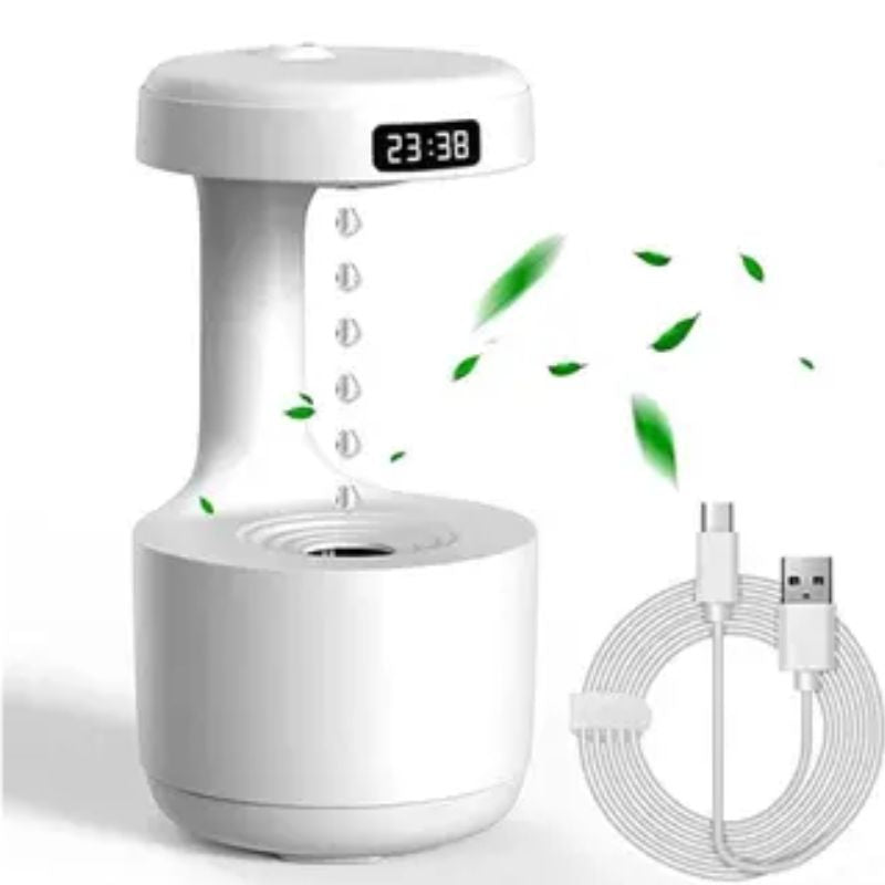 Umidificador Gotas de Água com Relógio Digital Led